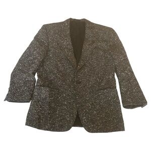V2 by Versace black white gray tweed blazer one button padded shoulders vintage